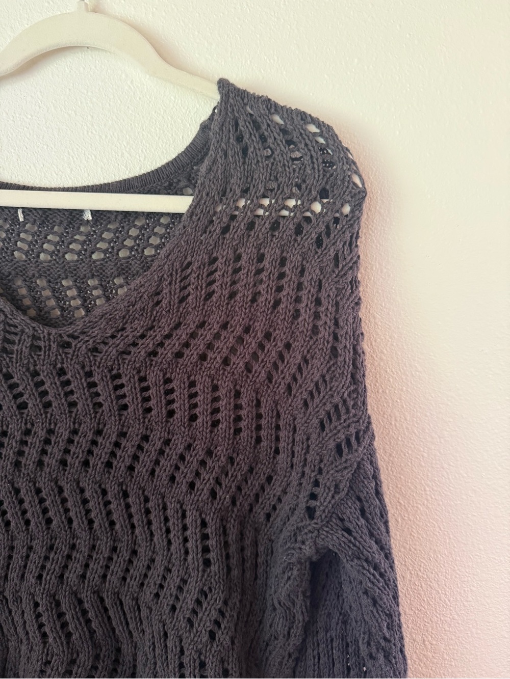 Charcoal Open-Knit Women's Sweater